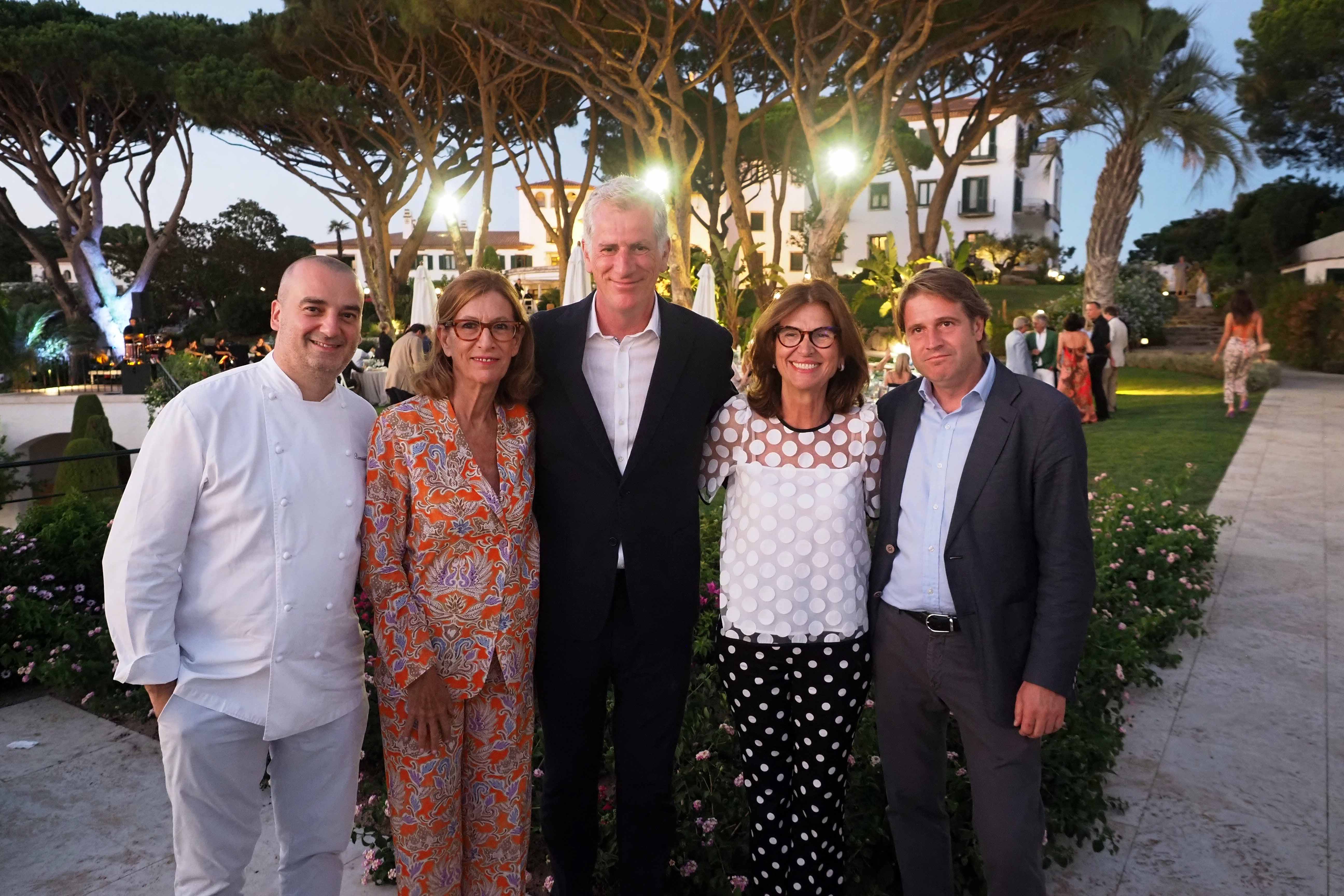 Romain Fornell, els germans Ensesa i Alberto Depau als jardins de La Gavina