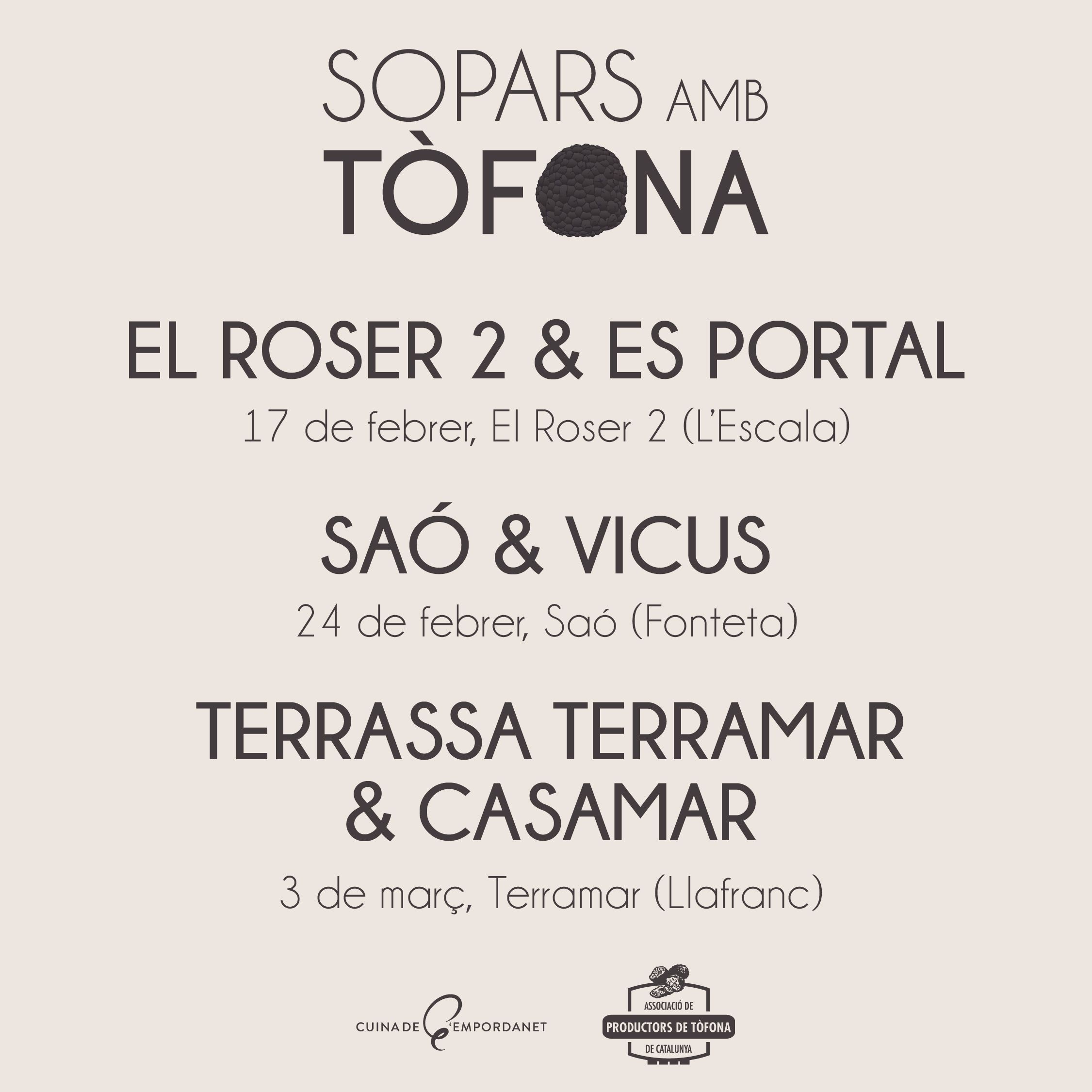 Cartell Sopars amb Tofona de la Cuina de l'Empordanet