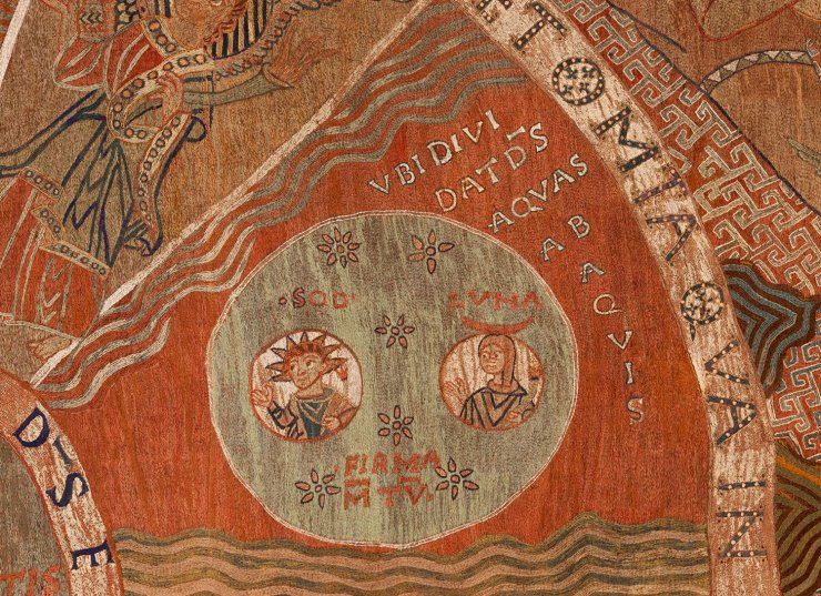 Detall del Tapís sobre la creació dels astres Detall del Tapís sobre la creació dels astres