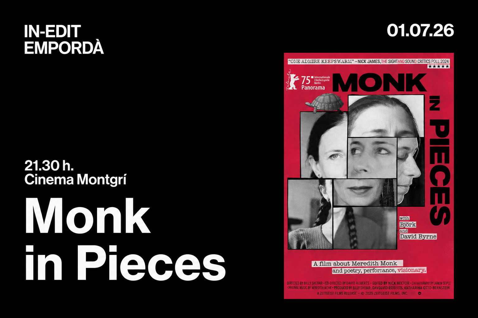 Cartell de la projecció de "Monk in Pieces"